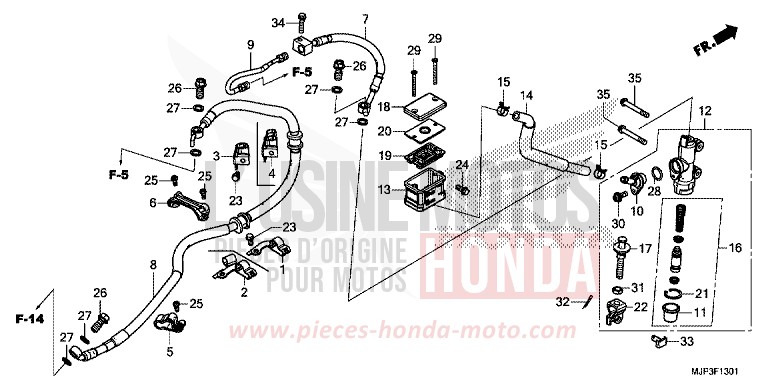 REAR BRAKE MASTER CYLINDER (CRF1000A/CRF1000D) von Africa Twin PEARL GLARE WHITE (NHB53H) von 2016